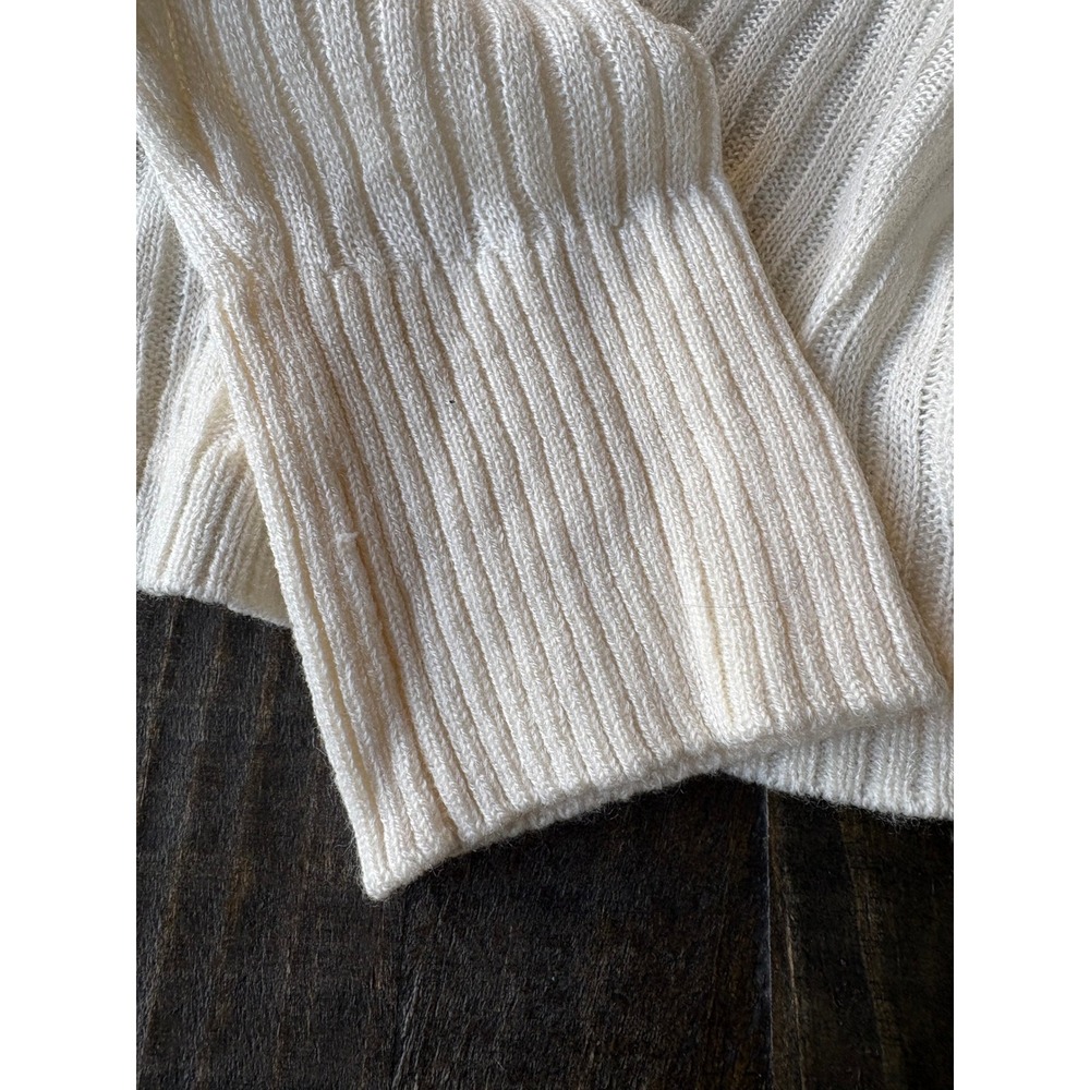 Calvin Klein Jeans Womens Ribbed V-Neck Sweater Cream Off White CK Logo NWT Smal - Picture 8 of 10